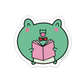 frog reading sticker cute kawaii 