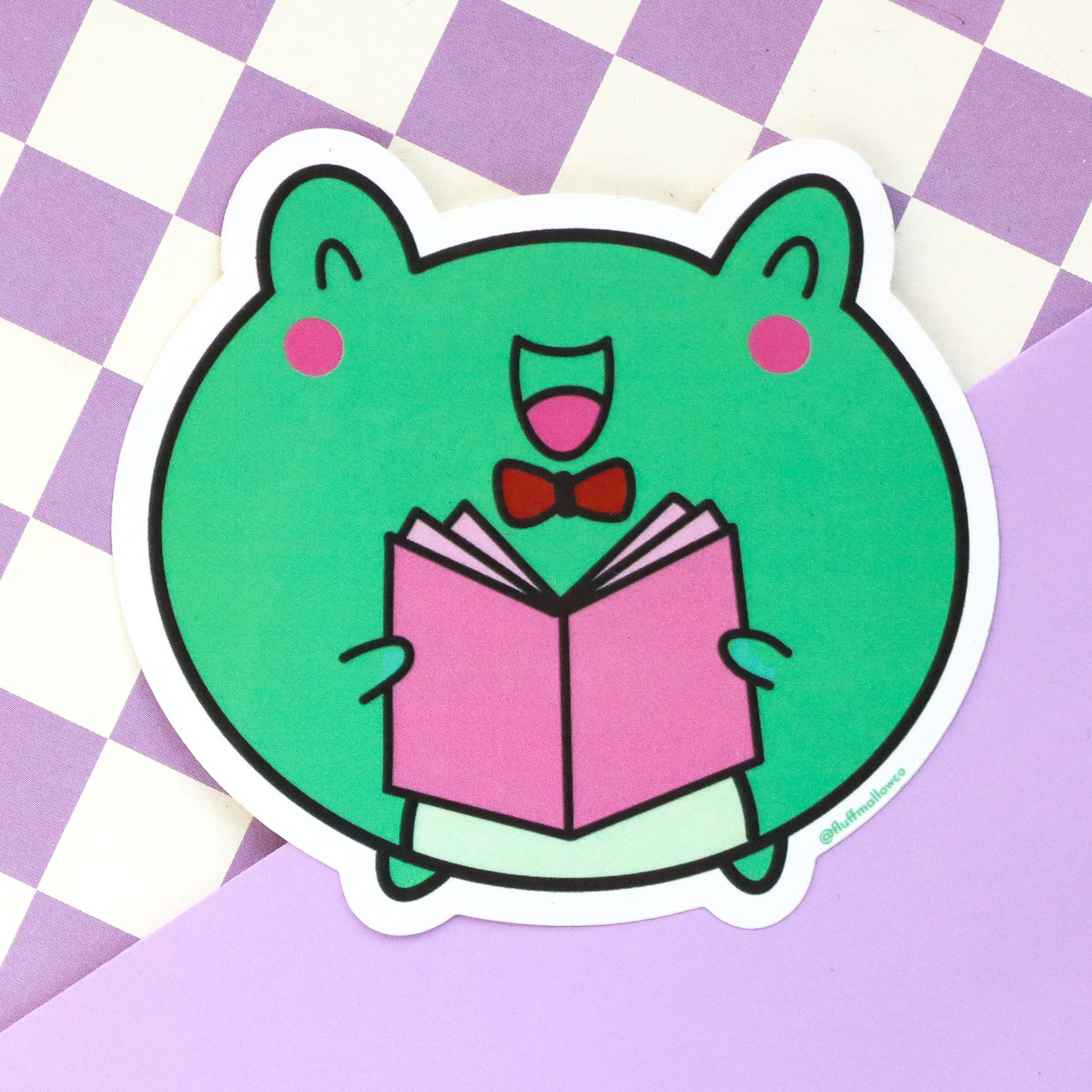 frog reading sticker cute kawaii 