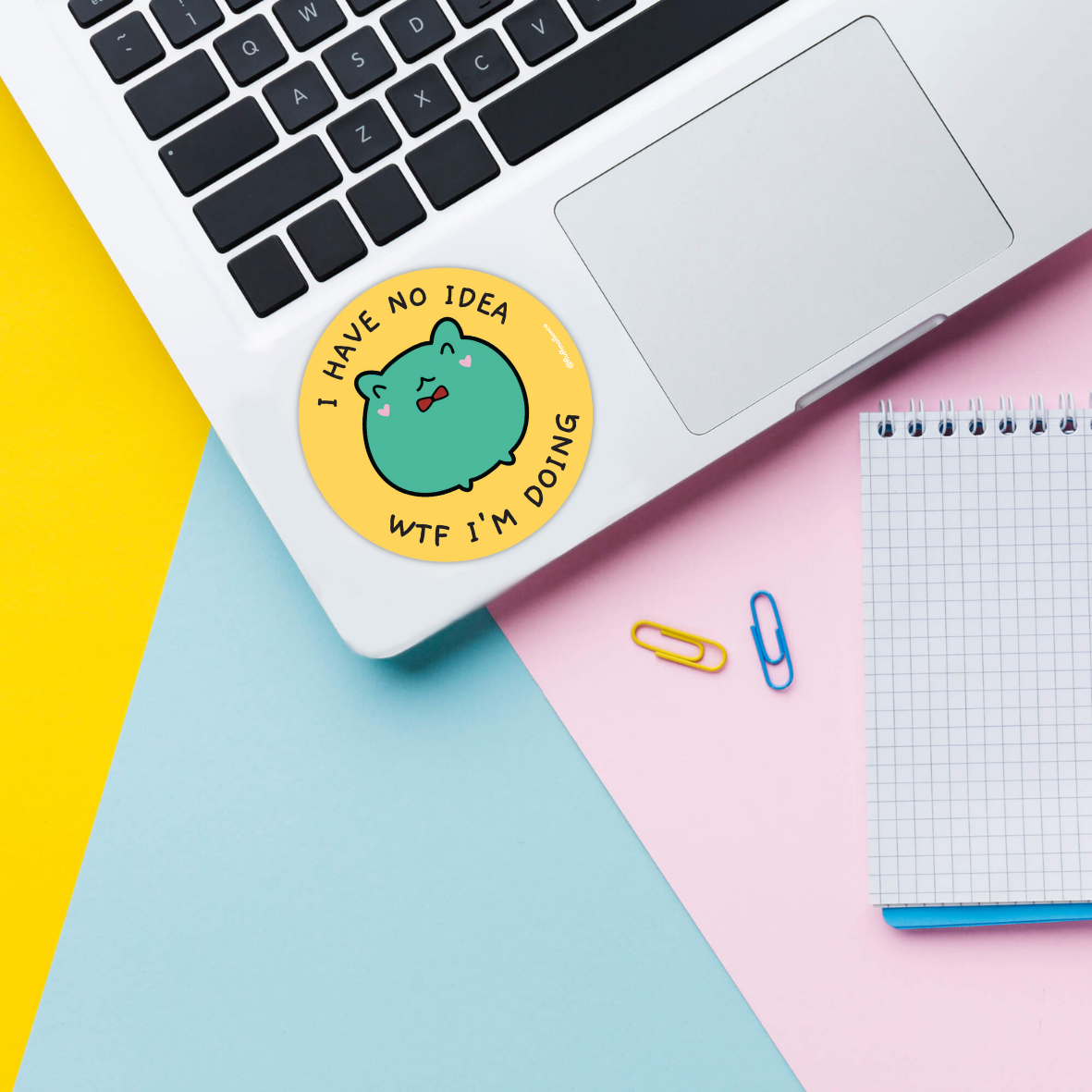 frog sticker on laptop 