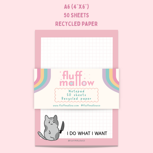 i do what i want kitty notepad cute