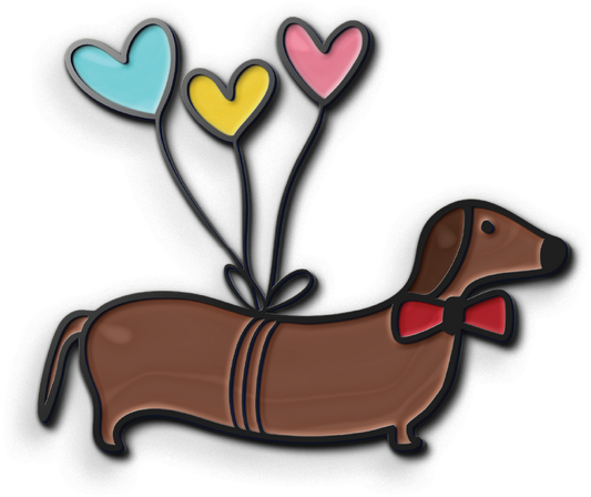 sausage dog enamel pin balloons