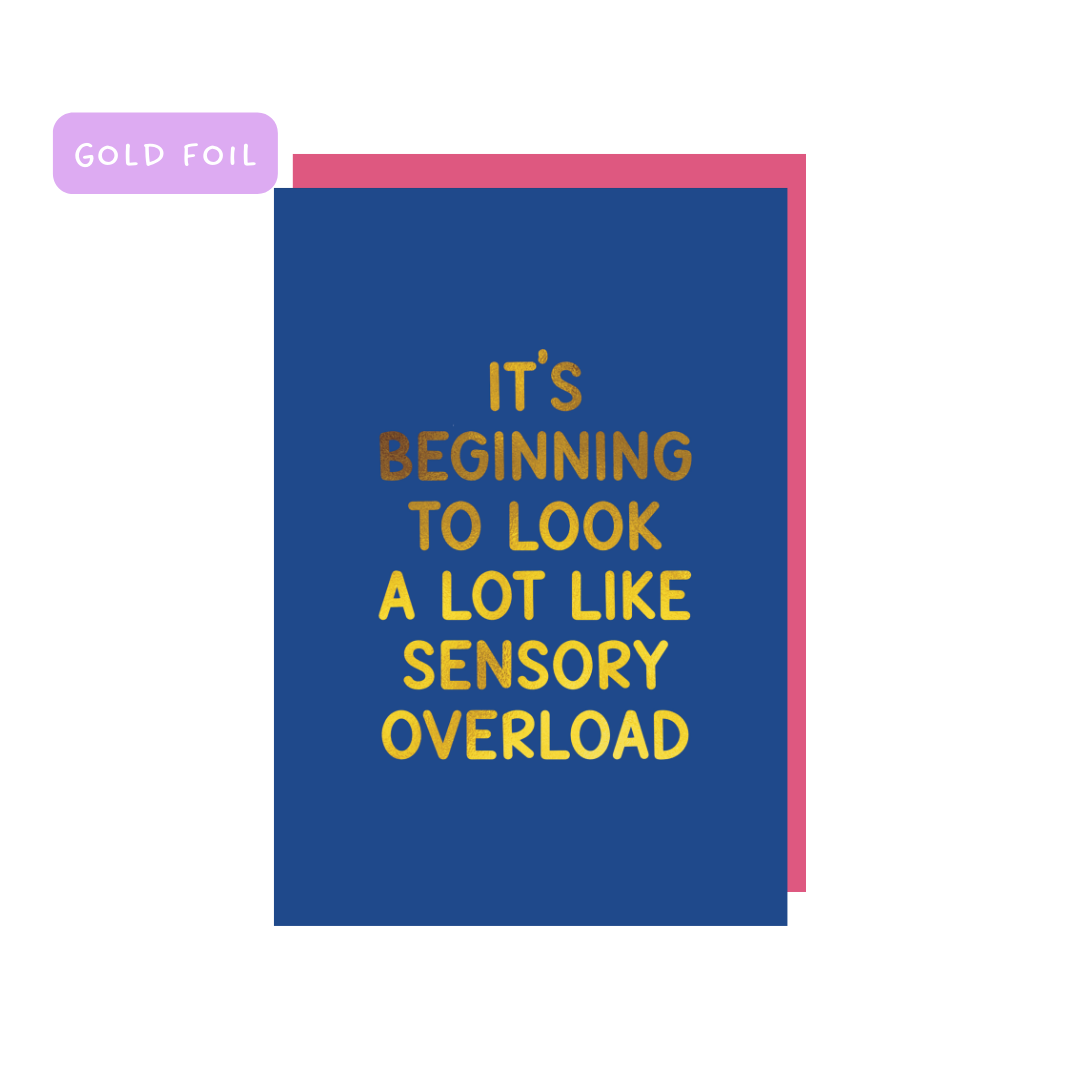 sensory overload christmas card funny