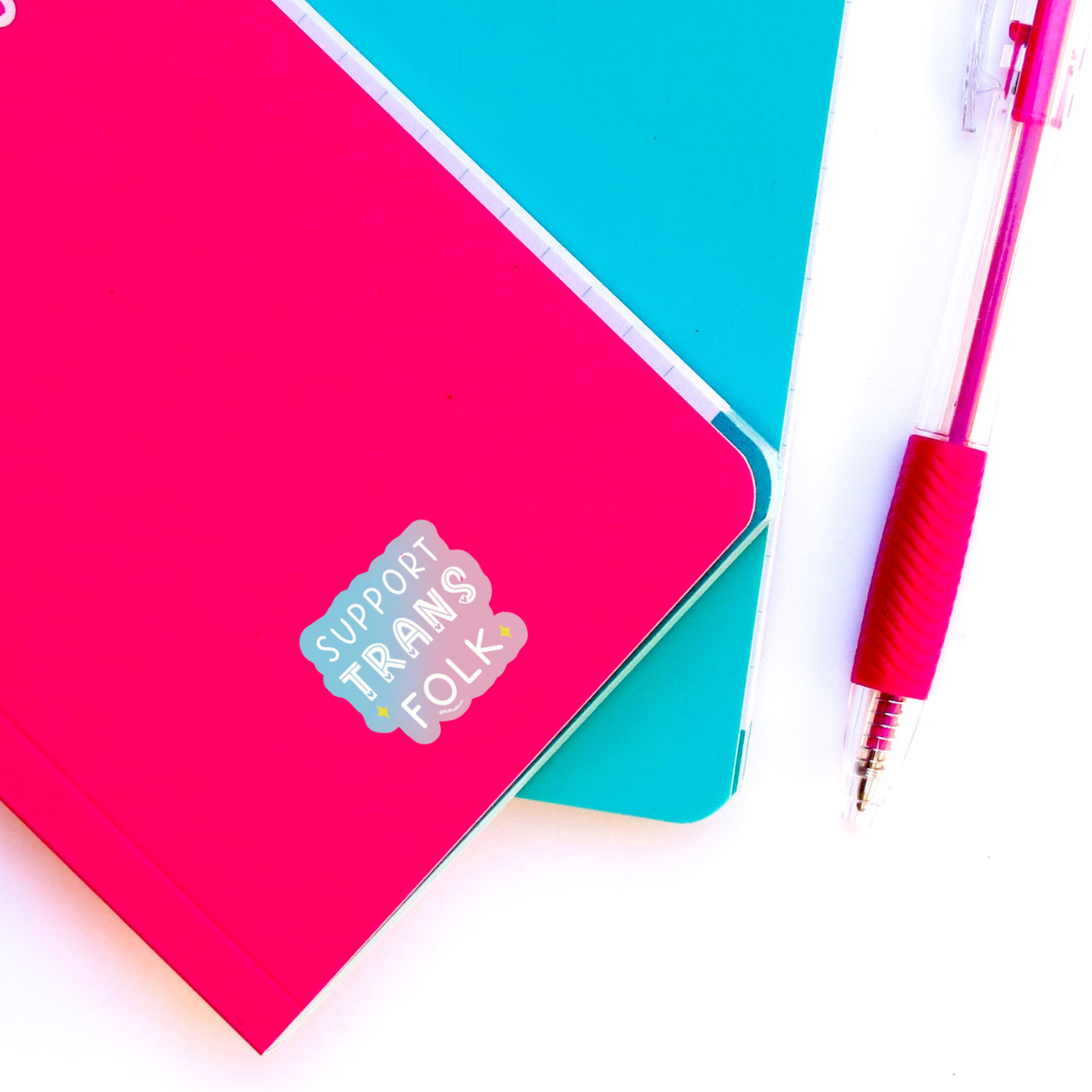 support trans sticker on notebook