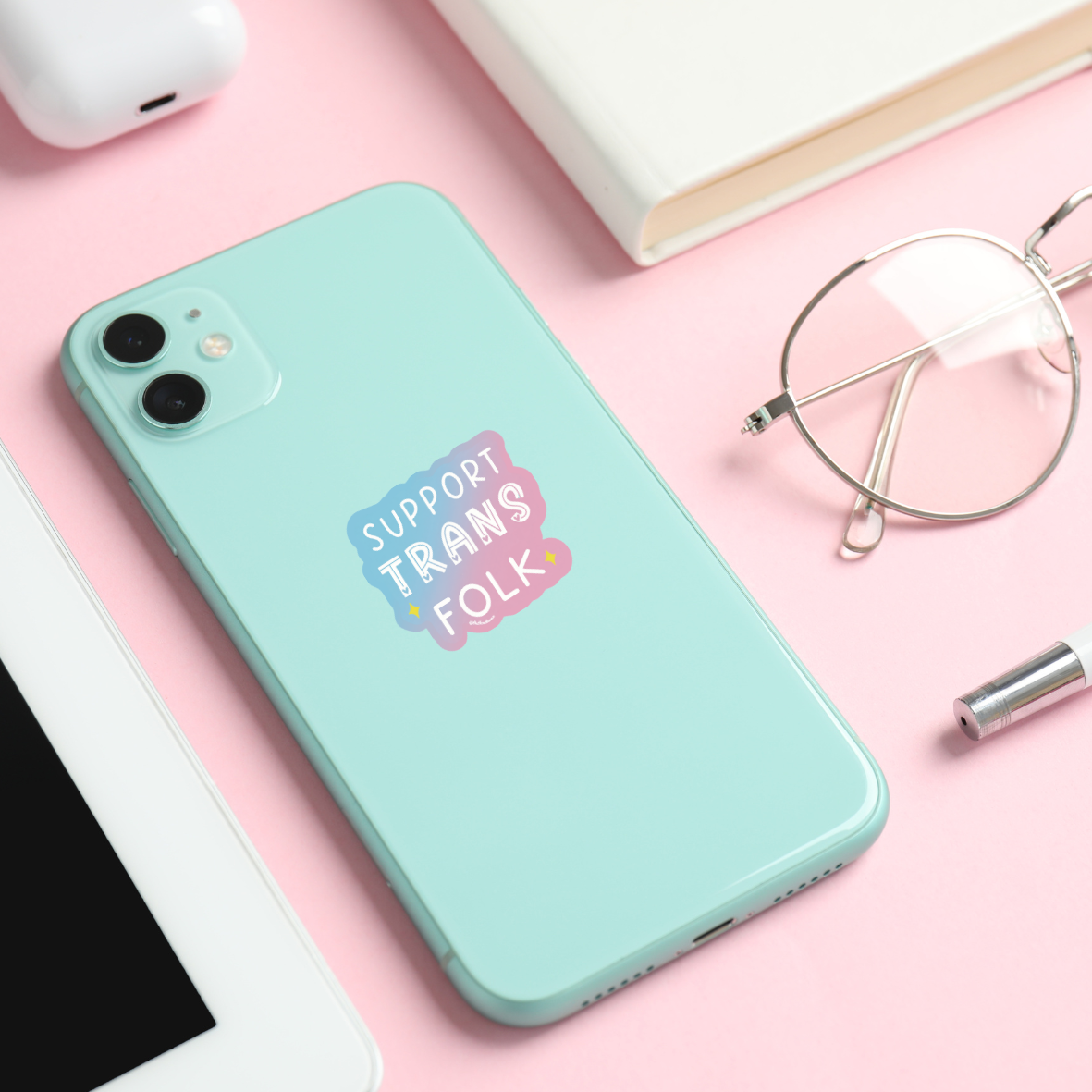 support trans sticker on phone