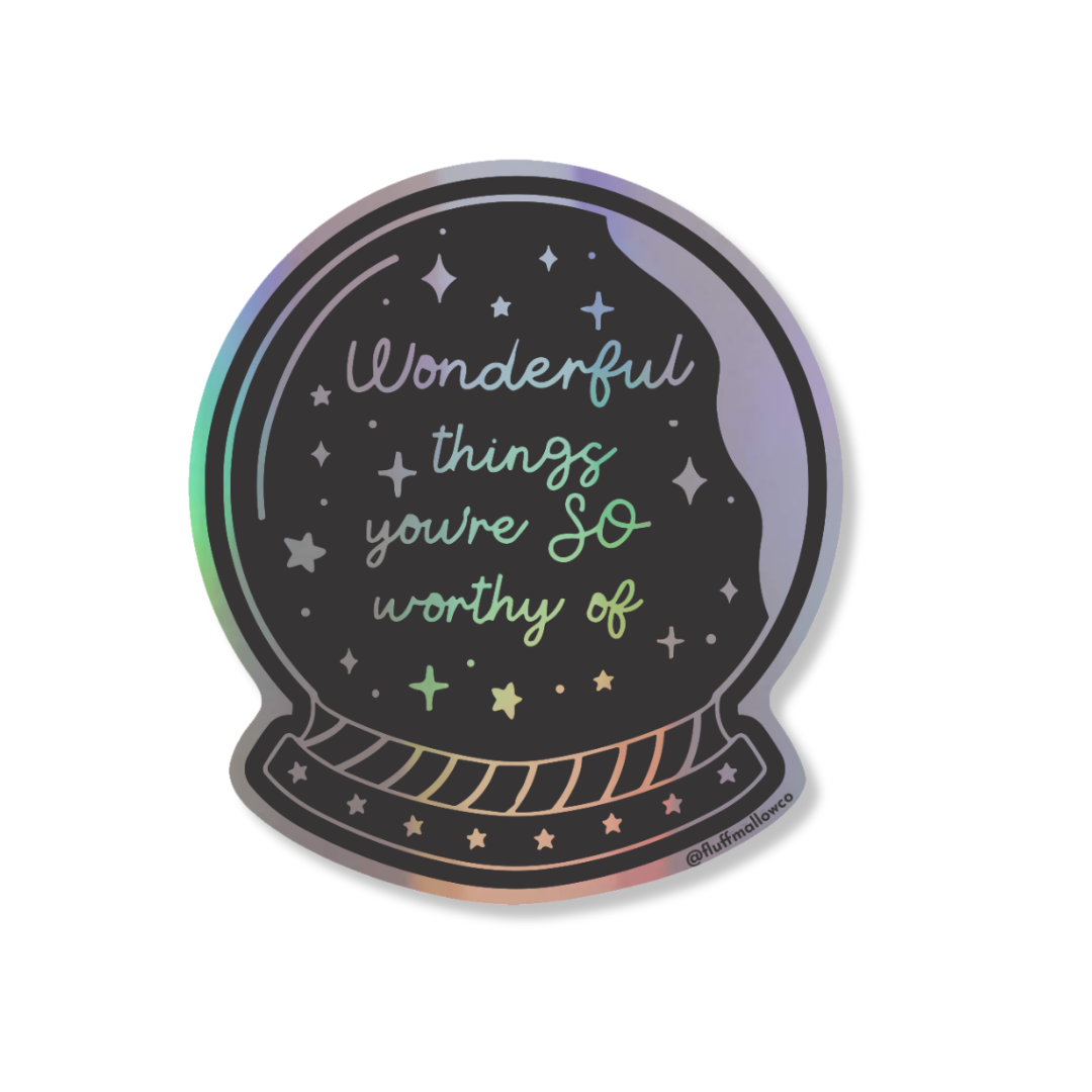 wonderful things holographic vinyl sticker