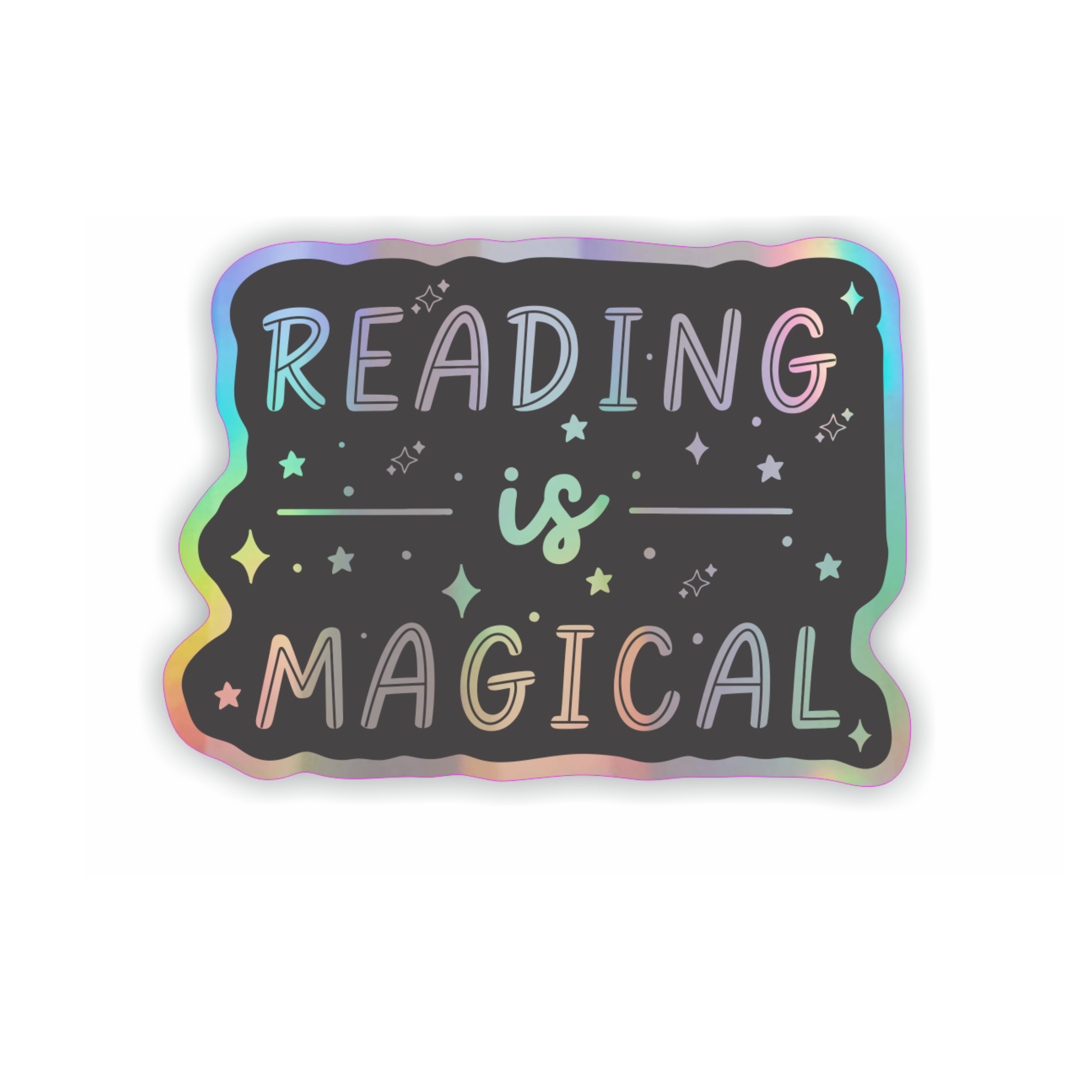 Reading is magical holographic vinyl sticker