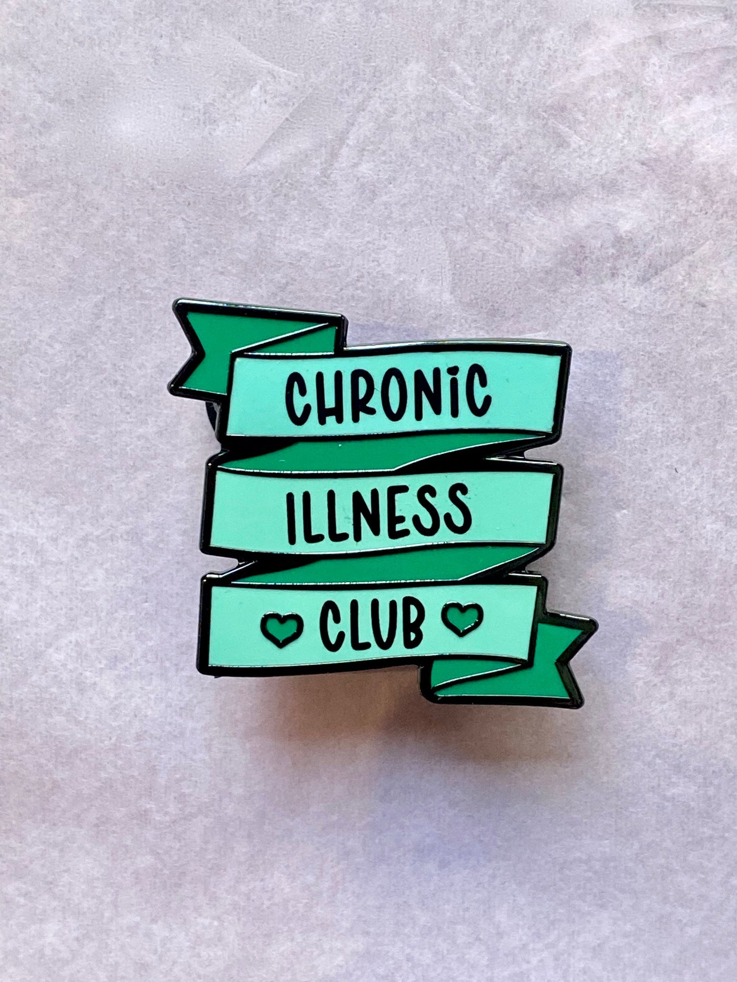Chronic illness club ribbon enamel pin