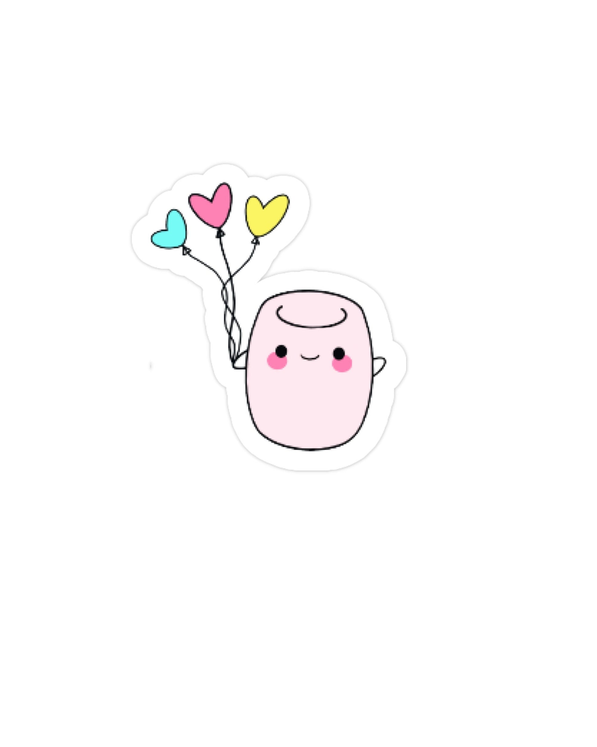 Cute marshmallow with balloons vinyl sticker