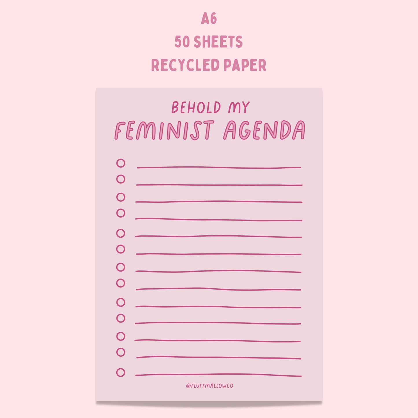 A6 Feminist agenda checklist pad
