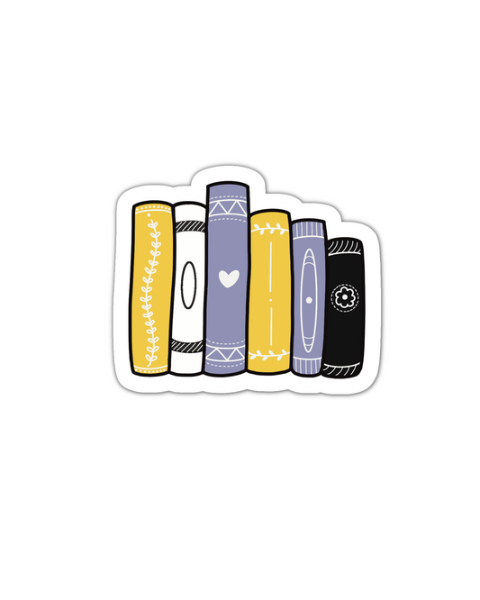 non binary book stack vinyl sticker